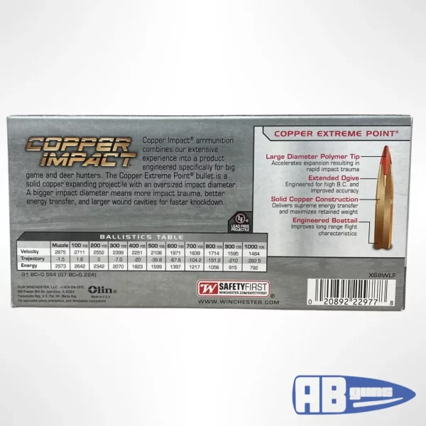 ABGUNS.COM, WINCHESTER, WINCHESTER 6.8 WESTERN, COPPER IMPACT, 162GR, COPPER, EXTREME POINT, 20 RDS
