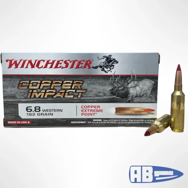 ABGUNS.COM, WINCHESTER, WINCHESTER 6.8 WESTERN, COPPER IMPACT, 162GR, COPPER, EXTREME POINT, 20 RDS